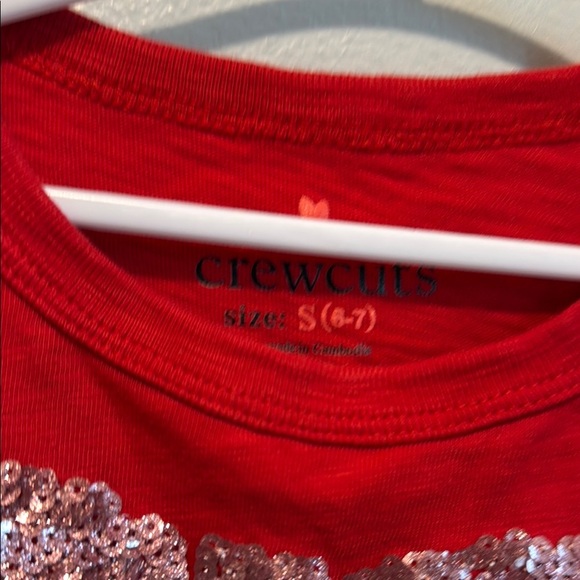 Crewcuts J. Crew Girls Small 6/7 Red Sequin Bow Kids Shirt - Picture 5 of 9